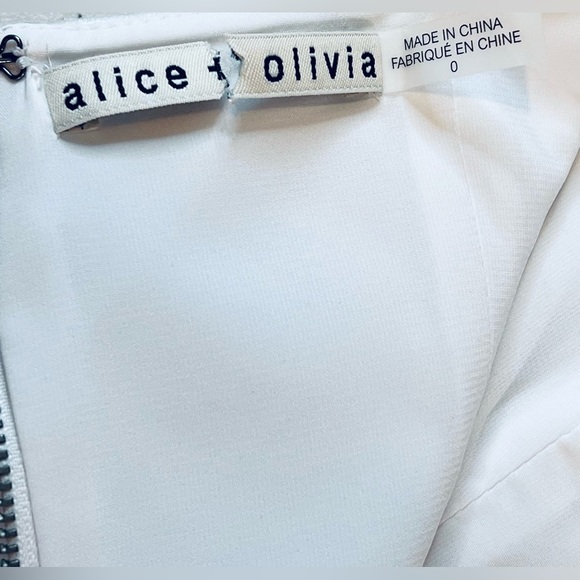 Alice + Olivia SUTTON CRYSTAL STRAP MINI DRESS, Solid White, Size 0 - Picture 6 of 16